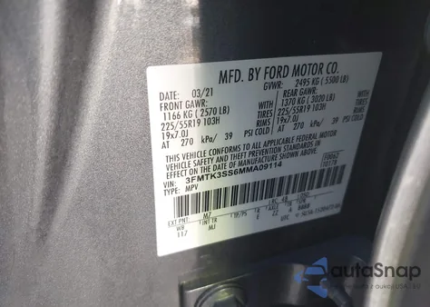 2021 Ford Mustang Mach-E Premium from USA, damaged, VIN 3FMTK3SS6MMA09114